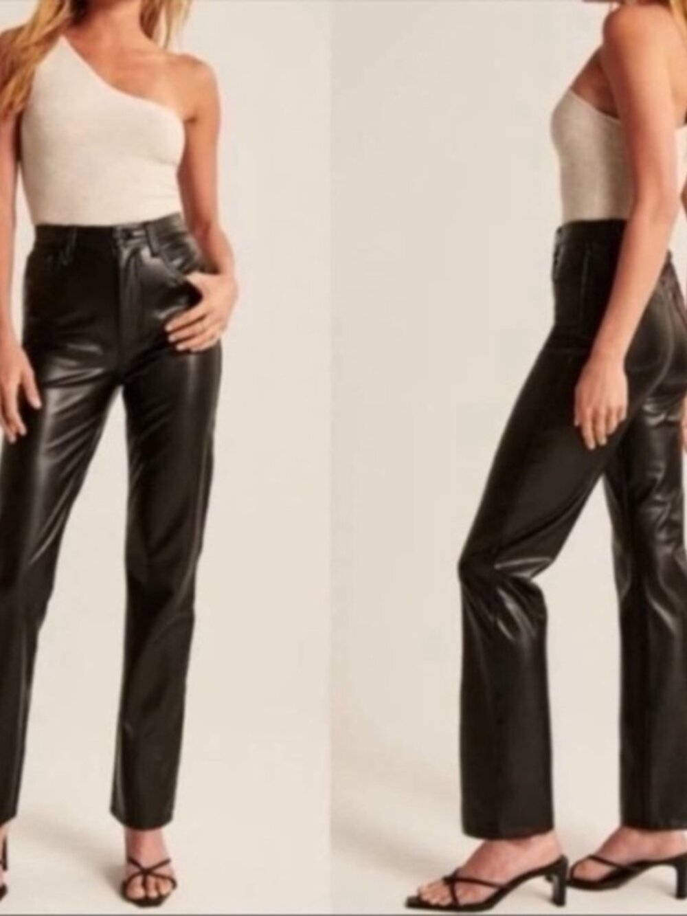 Abercrombie & Fitch The 90's Straight Ultra High Rise Faux Leather Pants 25/0